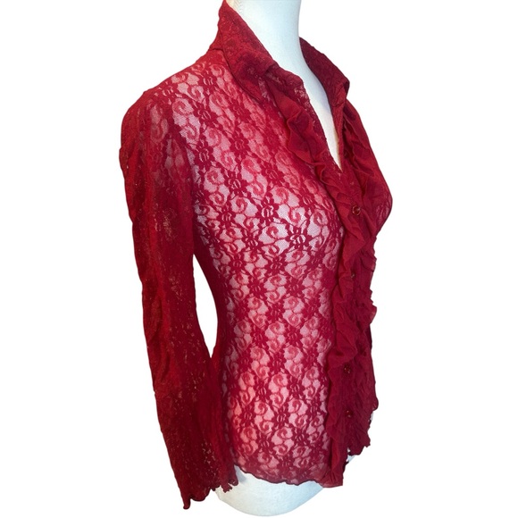 Sweet Pea Red Lace Blouse - Picture 4 of 7